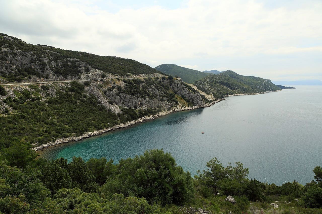 The D8 Adriatic coastal road on the steep coast south of Gradac