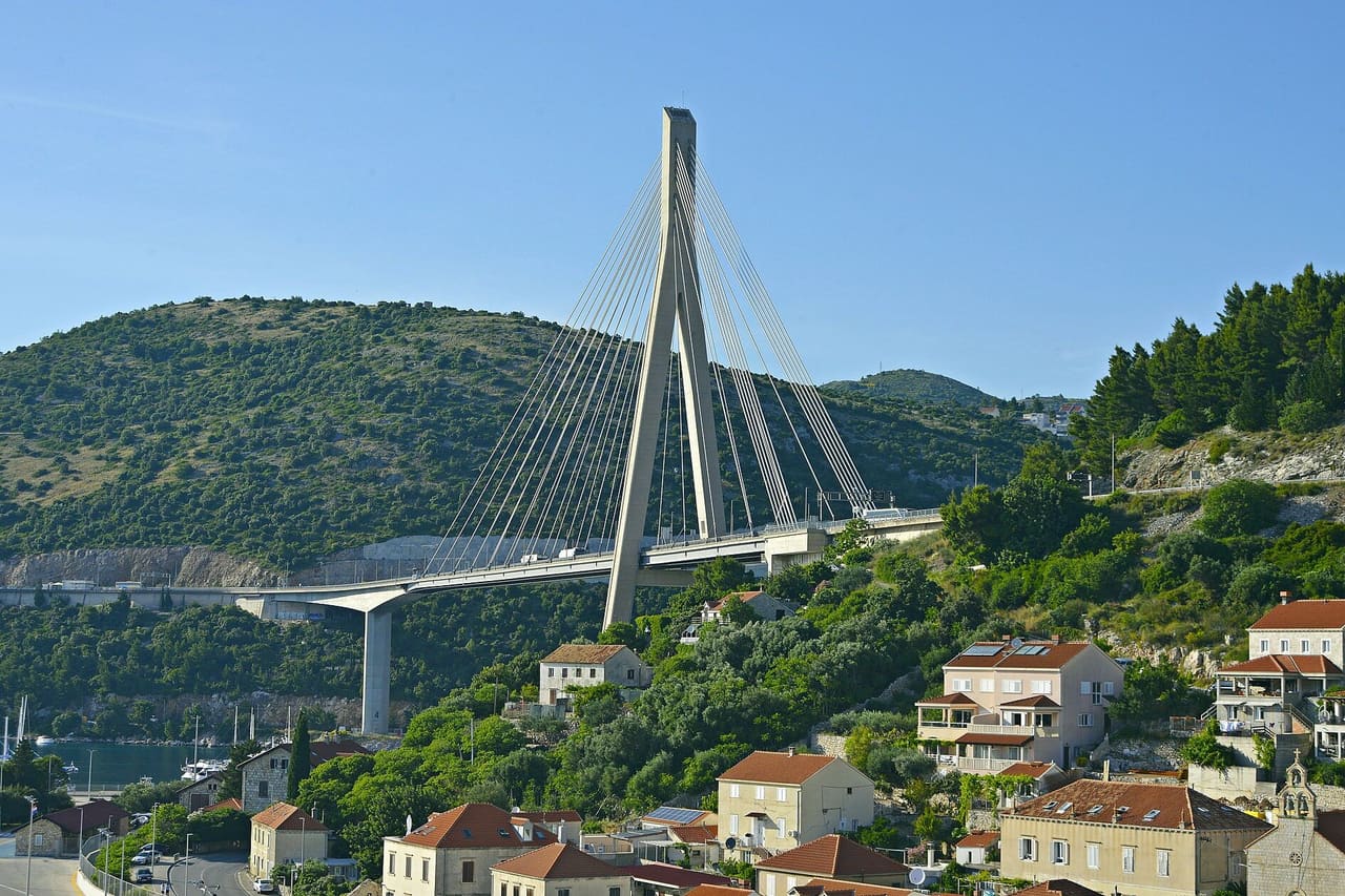 Franjo Tuđman Bridge over the Rijeka Dubrovačka inlet at the entrance to Dubrovnik