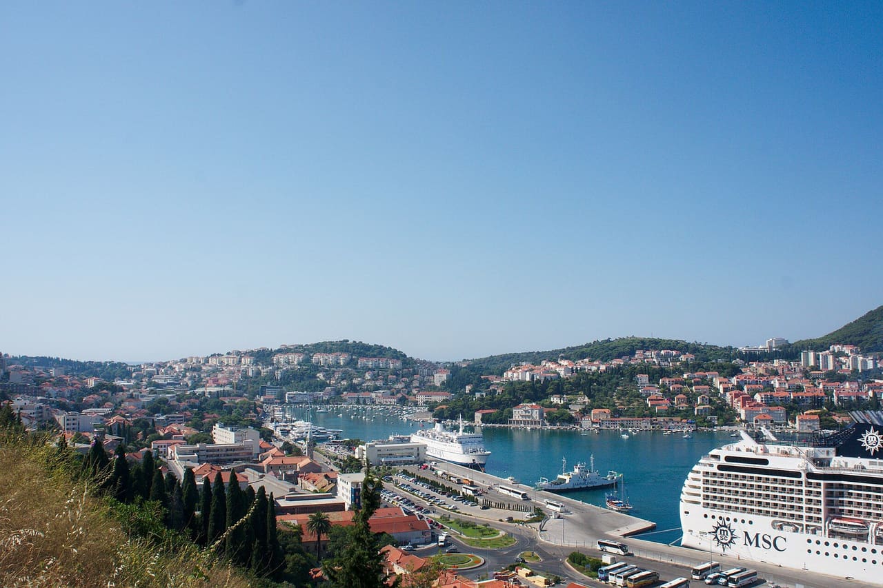 Gruž harbour, Dubrovnik's ferry and cruise port, seen from the hillside