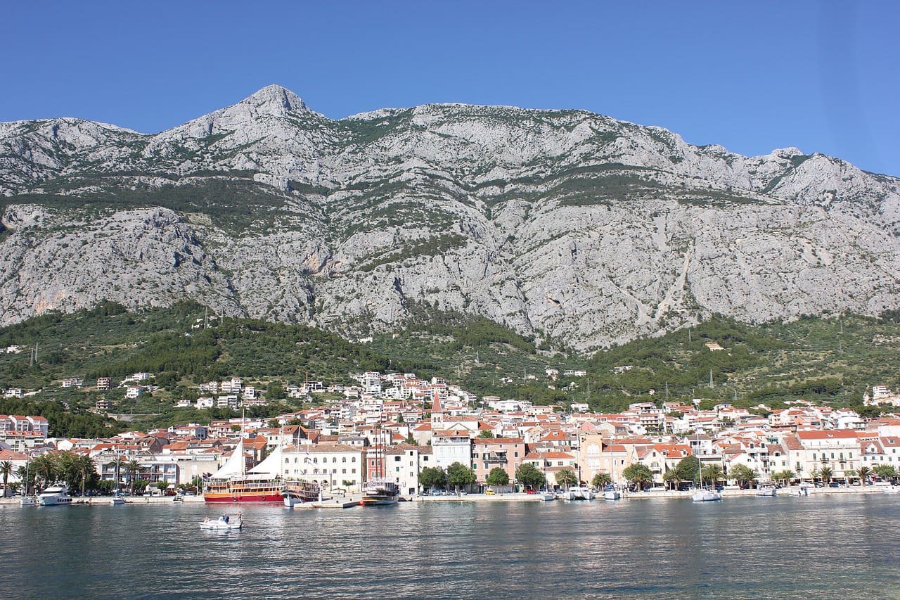 Makarska below the Biokovo mountain range on the Dalmatian coast