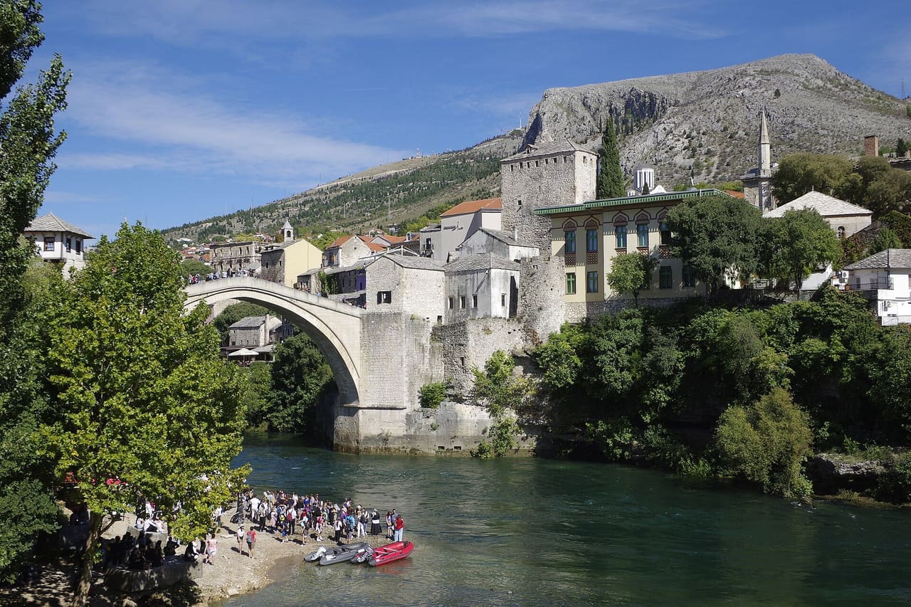 Stari Most, the Old Bridge in Mostar, over the Neretva river