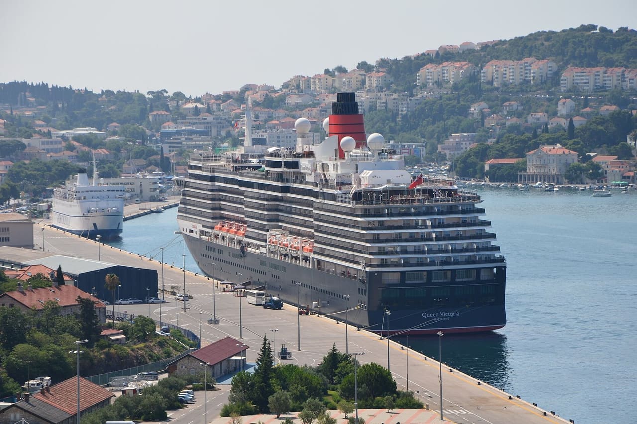 Cruise ship Queen Victoria moored at the port of Gruž in Dubrovnik